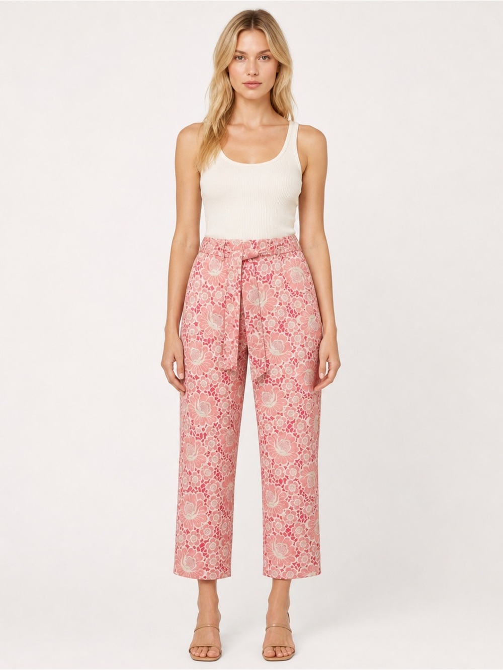 Lilly Pulitzer Pants Pink White Floral Stretch Button Zip Closure Women’s Size 2
